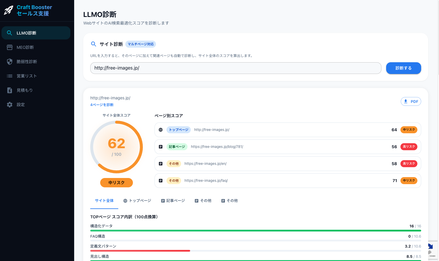 Craft Booster セールス支援 LLMO診断